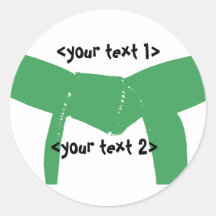 Martial Arts Green Belt Round Sticker