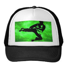 Martial Arts Green Lightning Man Hats