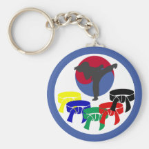 Martial Arts Kicker Rank Belts Keychain