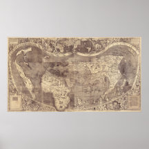 Martin Waldseemuller’s 1507 Vintage World Map Poster