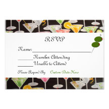 Martini Custom RSVP Cards Personalized Invitation