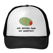 Martini Drinkers T-Shirts and Gifts Olive Design Mesh Hat