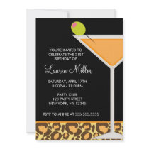 Martini Glass and Leopard Print Invitations