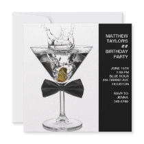 Martini Glass Mans Any Number Birthday Party Personalized Invitation