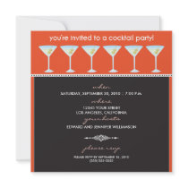 Martini Glasses Cocktail Party Invitation (orange)