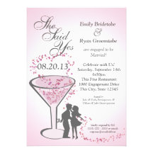 Martini Hearts Engagement Pink Personalized Invite