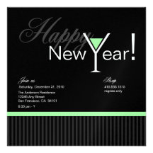 Martini Stripe New Year's Eve Invitation (green)