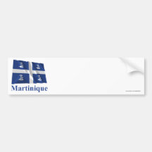 Martinique Waving Flag with Name Bumper Stickers