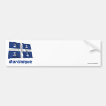 Martinique Waving Flag with Name Bumper Stickers