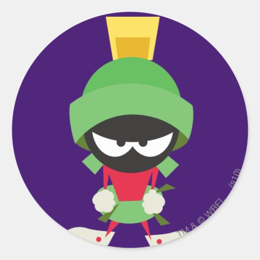Marvin the Martian Ready to Attack Round Sticker