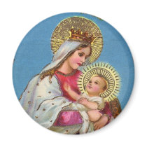 Mary and Baby Jesus Vintage Christmas Magnet