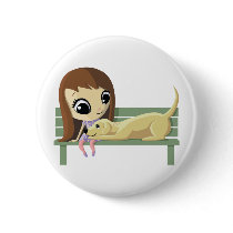 Mary and Crouton the Dog Button