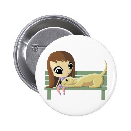 Mary and Crouton the Dog Button