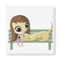 Mary and Crouton the Dog Magnet