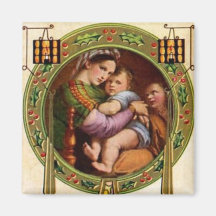 Mary And Jesus With Holly Fridge Magnets