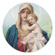 Mary holding Jesus Stickers