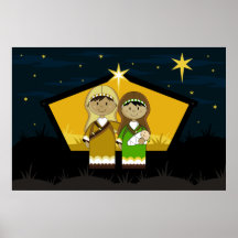 Mary, Joseph & Baby Jesus Nativity Poster