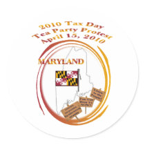 Maryland Tax Day Tea Party Protest Stickers