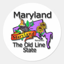 Maryland The Old Line State Bird Round Sticker