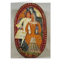 Marzipan box depicting a man and woman, c.1660 cards