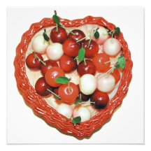 Marzipan cherries in heart basket photograph