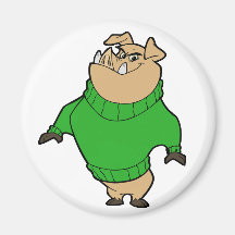 Mascot - Hog Green Magnet