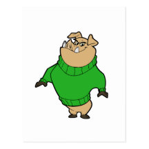Mascot - Hog Green Post Cards
