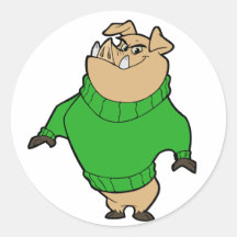 Mascot - Hog Green Stickers