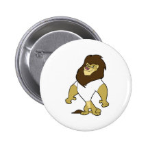 Mascot - Lion White Button