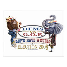 Mascot Political Duel Election 2008 Post Card