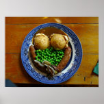 Mash on old china plate on wooden table print