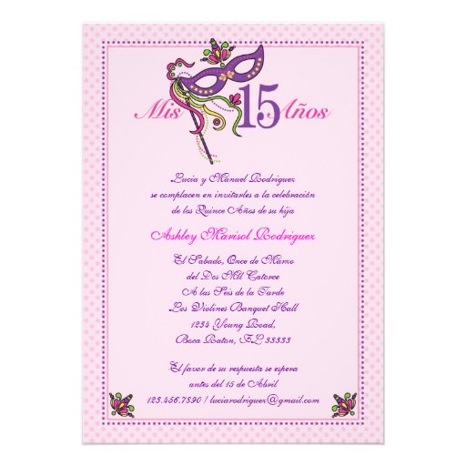 Mask 15 Quinceañera Invitation