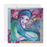MASK IN BLUE, Pink Fuchsia Turquase Sapphire teal invitations