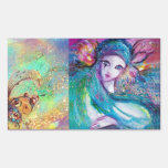 MASK IN BLUE RECTANGULAR STICKER