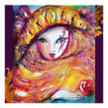 MASK IN YELLOW, MARDI GRAS PARTY black purple red Personalized Announcement