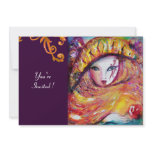 MASK IN YELLOW,  purple red violet invitations