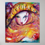 MASK IN YELLOW / Venetian Masquerade Ball,Purple Poster