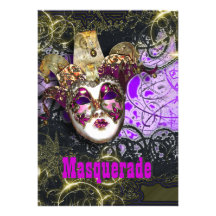 Mask masquerade venetian mardi gras party personalized invitation