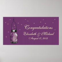 Mason Jar and Fireflies Banner Posters