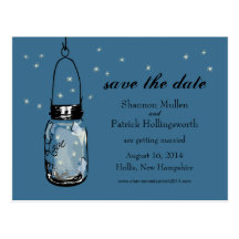 Mason Jar and Fireflies Wedding Invitations Postcards