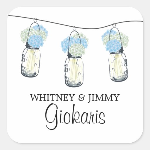 Mason Jar and Hydrangeas Wedding Sticker