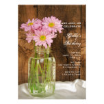 Mason Jar and Pink Daisies Country Birthday Party Announcements