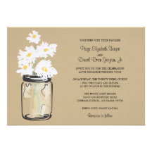 Mason Jar  and White Daisies Wedding Custom Invite