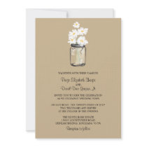 Mason Jar  and White Daisies Wedding Personalized Invites
