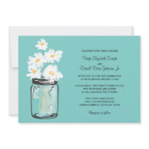 Mason Jar  and White Daisies Wedding Custom Announcements