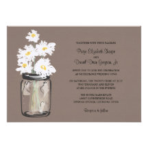 Mason Jar  and White Daisies Wedding Personalized Invitation