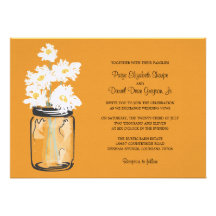 Mason Jar  and White Daisies Wedding Invitation