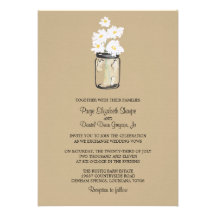 Mason Jar  and White Daisies Wedding Personalized Invites