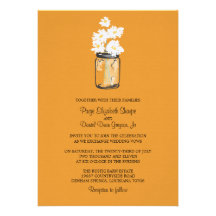 Mason Jar  and White Daisies Wedding Invitation