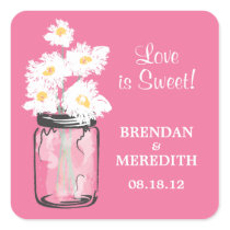 Mason Jar and White Daisies Wedding Stickers